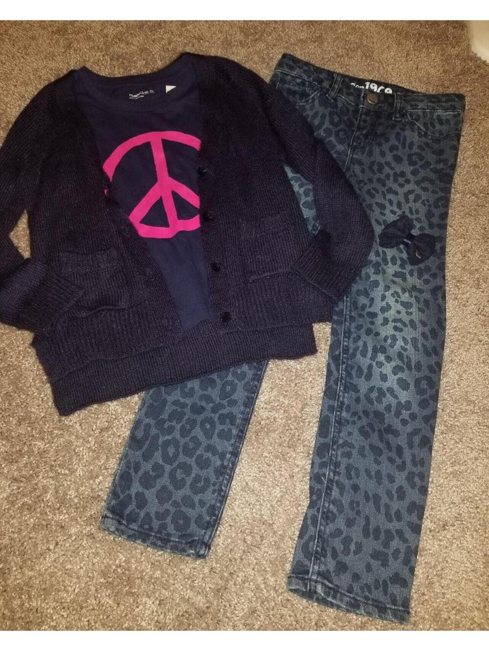 Gap Kids Cheetah Jeans Cardigan Tee Outfit 5